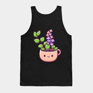 Cute Purple Flower in a Pot | Kawaii Cute Plant Illustration | Cute Kawaii Houseplant Tank Top